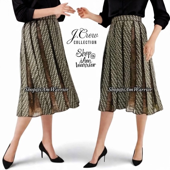 J.Crew Collection geo lace silk pleated midi skirt *Shop@iAmWarrior - Picture 1 of 13